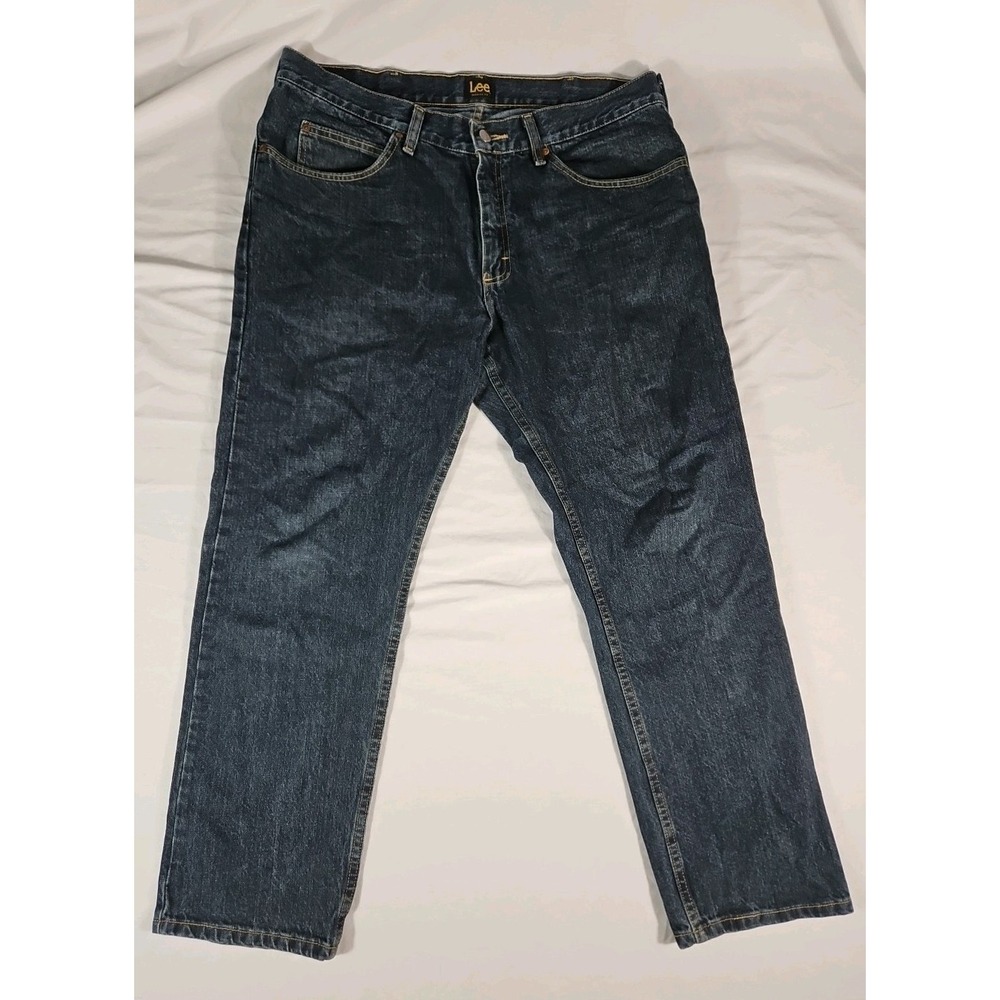 Lee Regular Fit Straight Leg Jeans 2008918 Mens 36x29‎ Dark Wash 100% Cotton